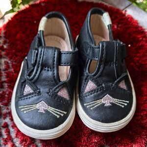 Kate Spade Keds Kids New York Champion T-strap Crib Sneakers Black Cat Velcro 2M